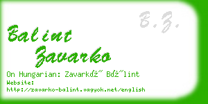 balint zavarko business card